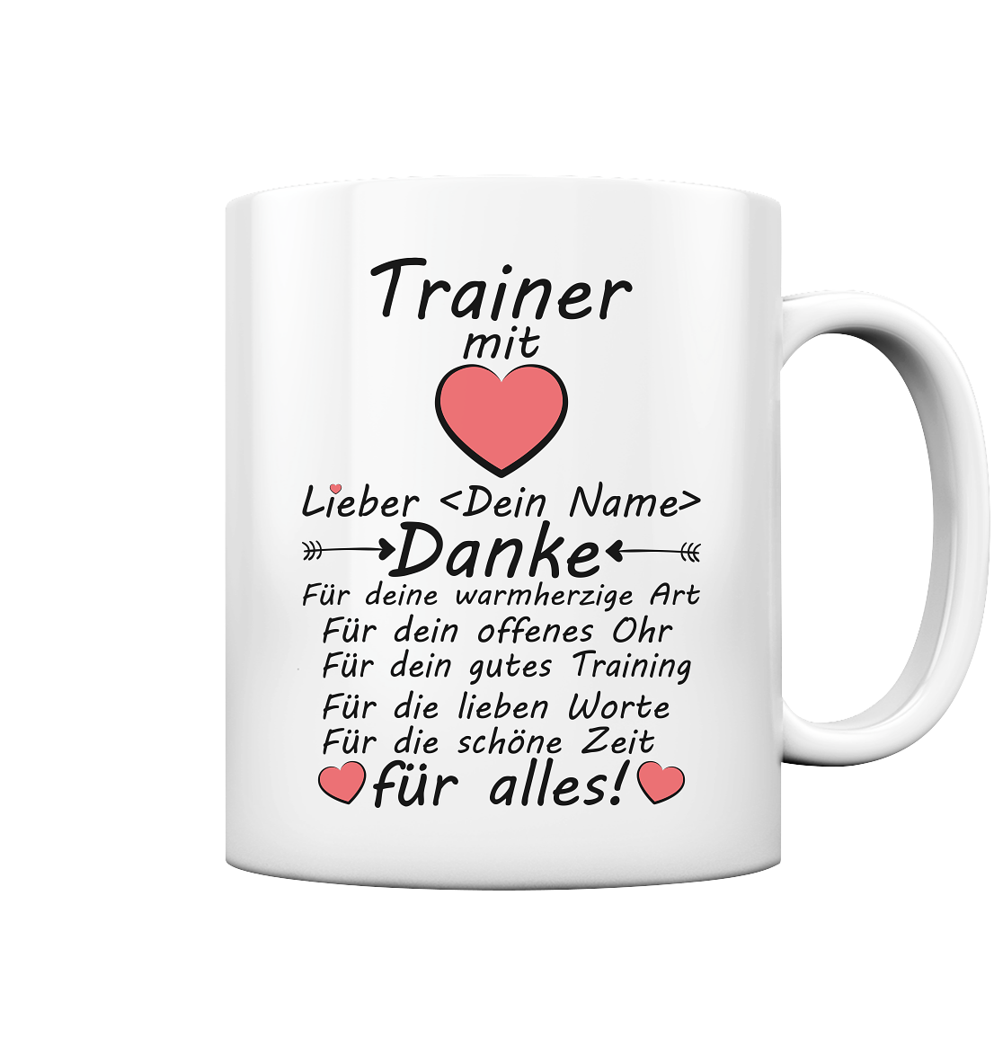 Dankeschön Danke sagen wir an Trainer Geschenk Tasse 