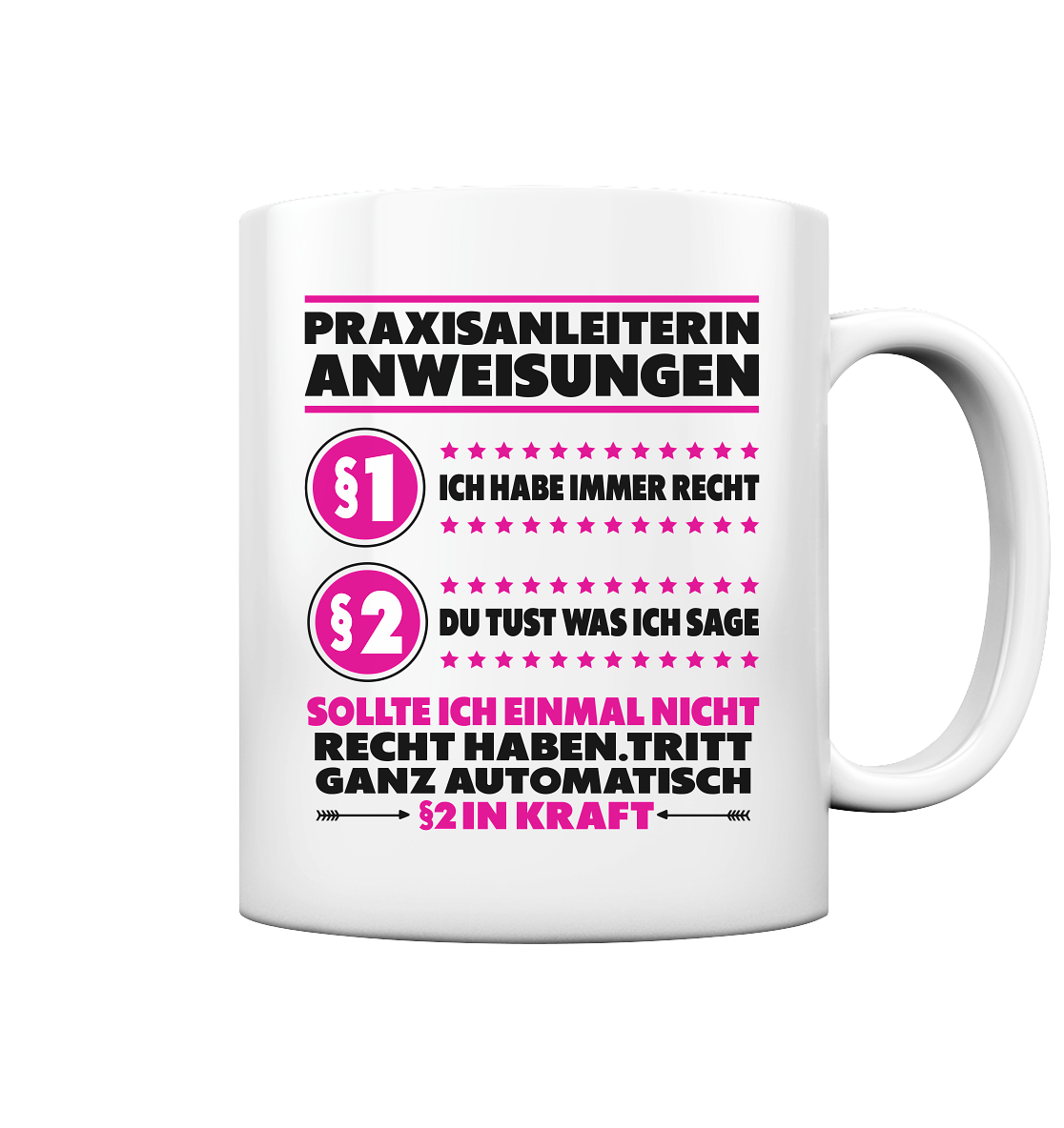 Praxisanleiterin Geschenk Tasse Anweisungen