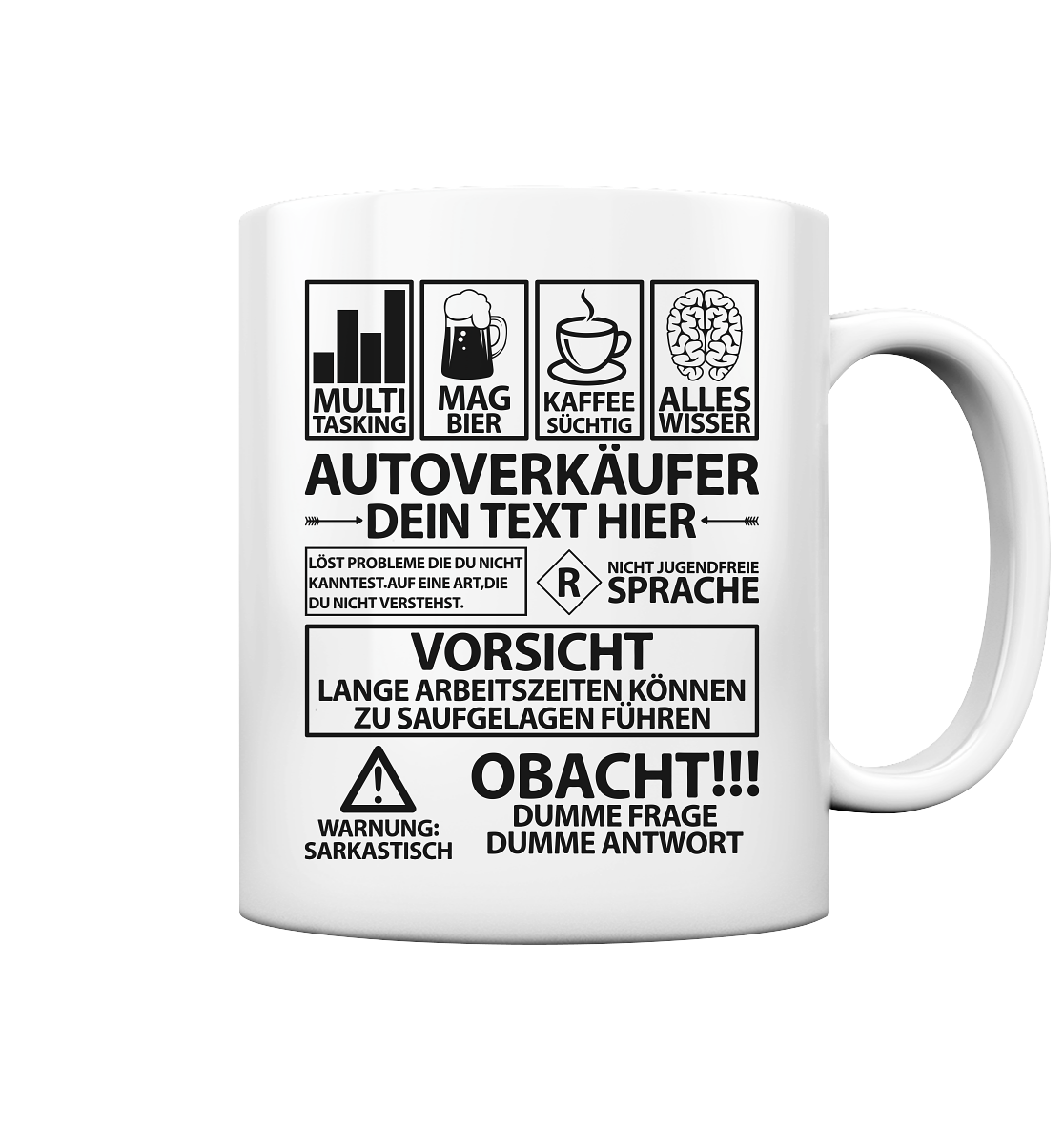 Geschenk für Autoverkäufer Autohaus - Lustige Danke Tasse Personalisiert 