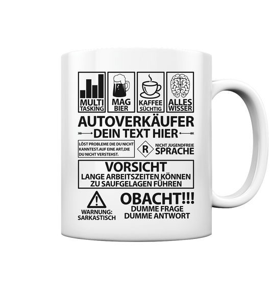 Geschenk für Autoverkäufer Autohaus - Lustige Danke Tasse Personalisiert 
