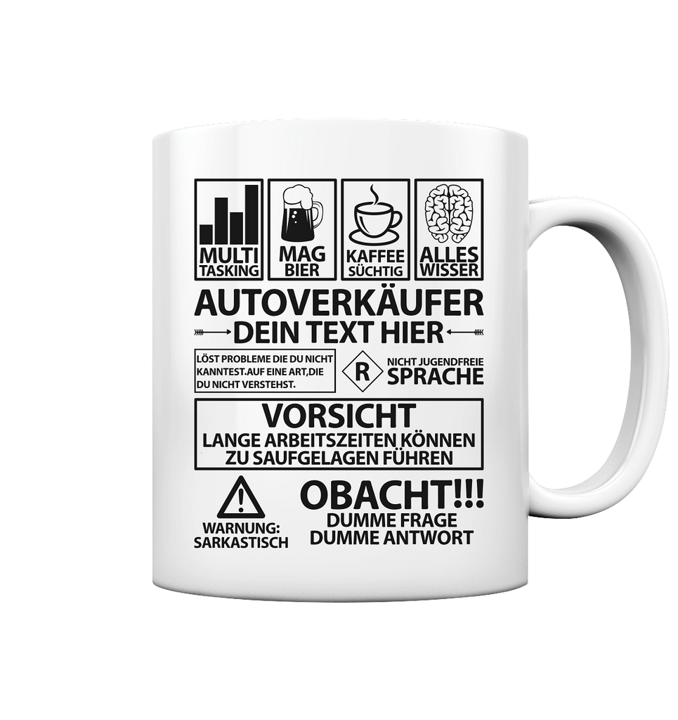 Geschenk für Autoverkäufer Autohaus - Lustige Danke Tasse Personalisiert 