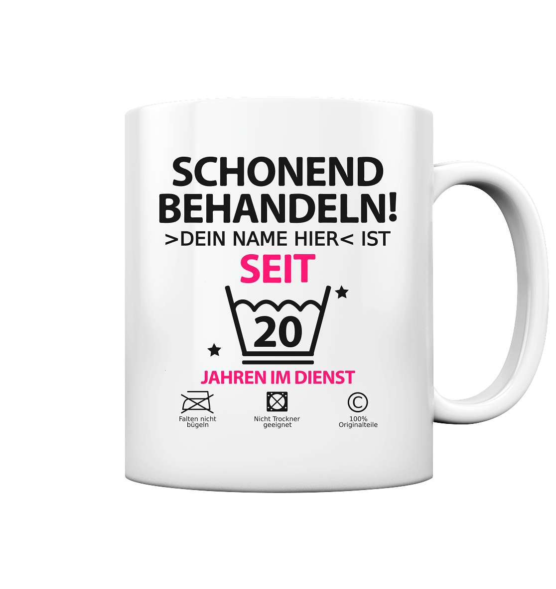 20 Jahre im Dienst | Namensaufdruck Tasse  pink 2