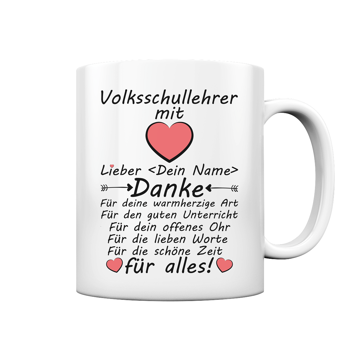 Abschiedsgeschenk Volksschullehrer Tasse