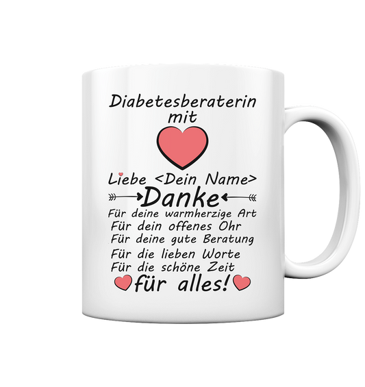 Diabetesberaterin Danke Tasse - Geschenk für Diabetesberatung