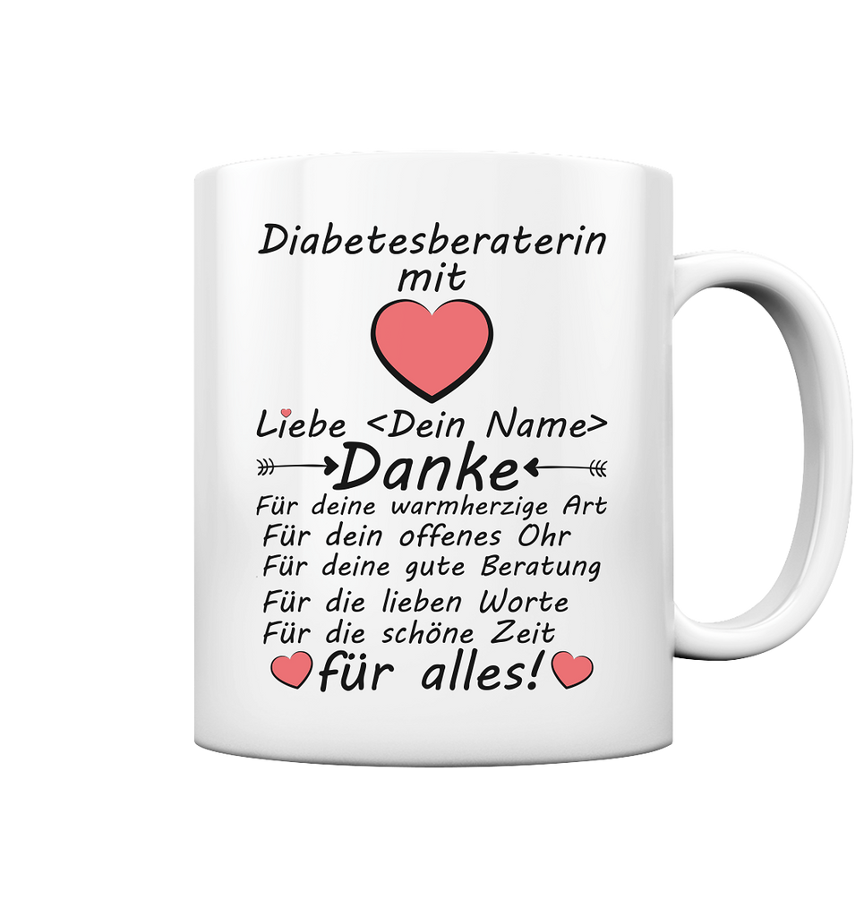 Diabetesberaterin Danke Tasse - Geschenk für Diabetesberatung