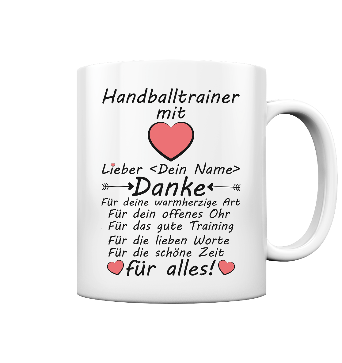 Abschiedsgeschenk Trainer Handball - Personalisierte Danke Tasse