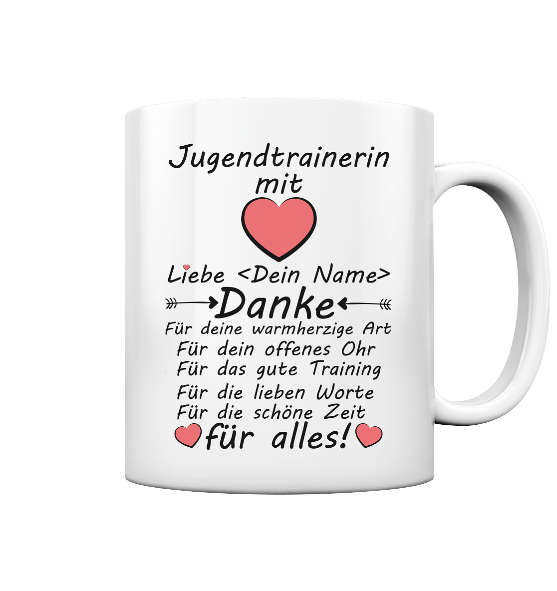 Danke Geschenk für Jugendtrainerin - Tasse Personalisiert