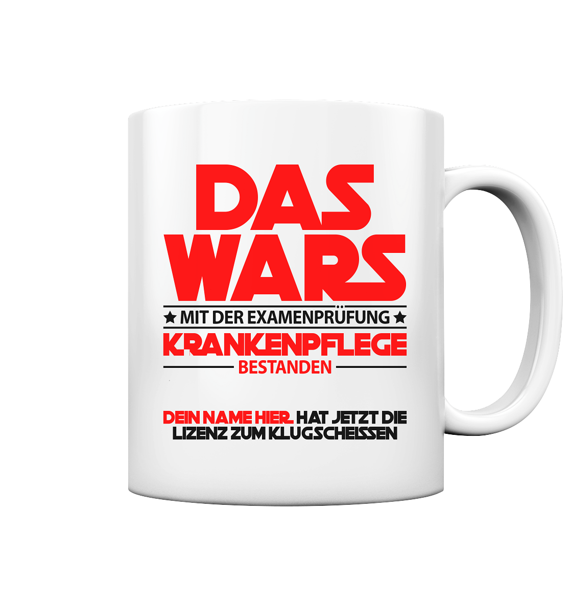 Krankenpfleger Examen bestanden | Geschenk Tasse rot