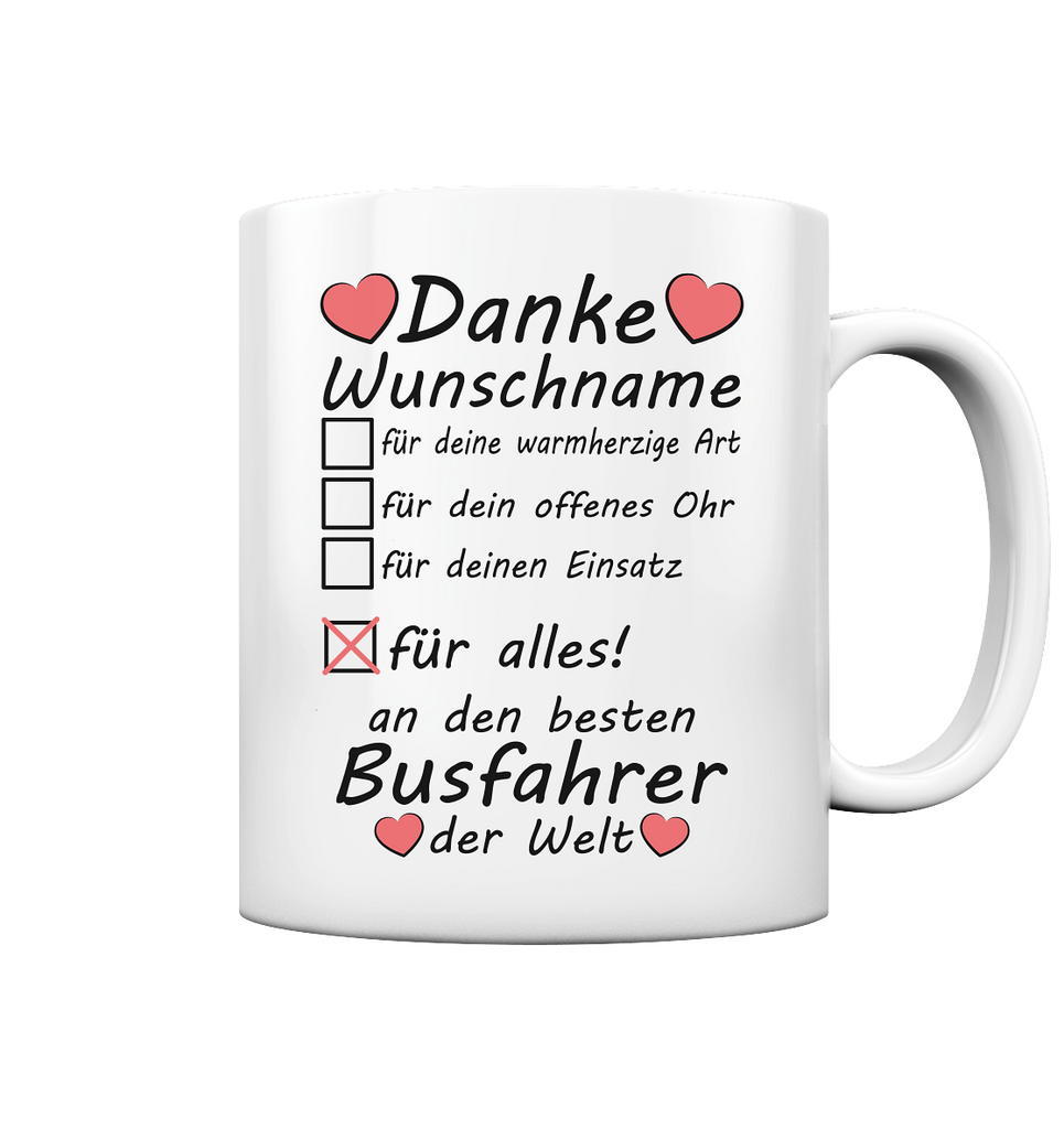 Danke Dankeschön Geschenk Busfahrer Tasse personalisiert