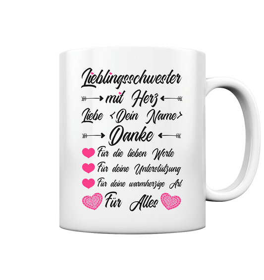 Danke Danksagung an meine Große Schwester Tasse