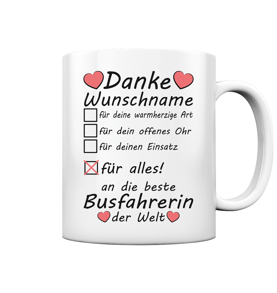 Danke Dankeschön Geschenk Busfahrerin Tasse personalisiert