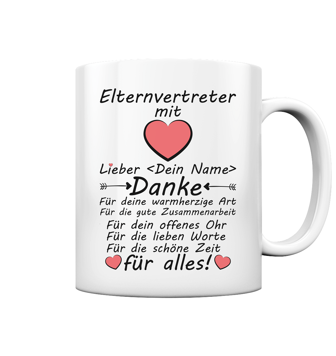 Elternvertreter Danke Sagen - Personalisierte Tasse