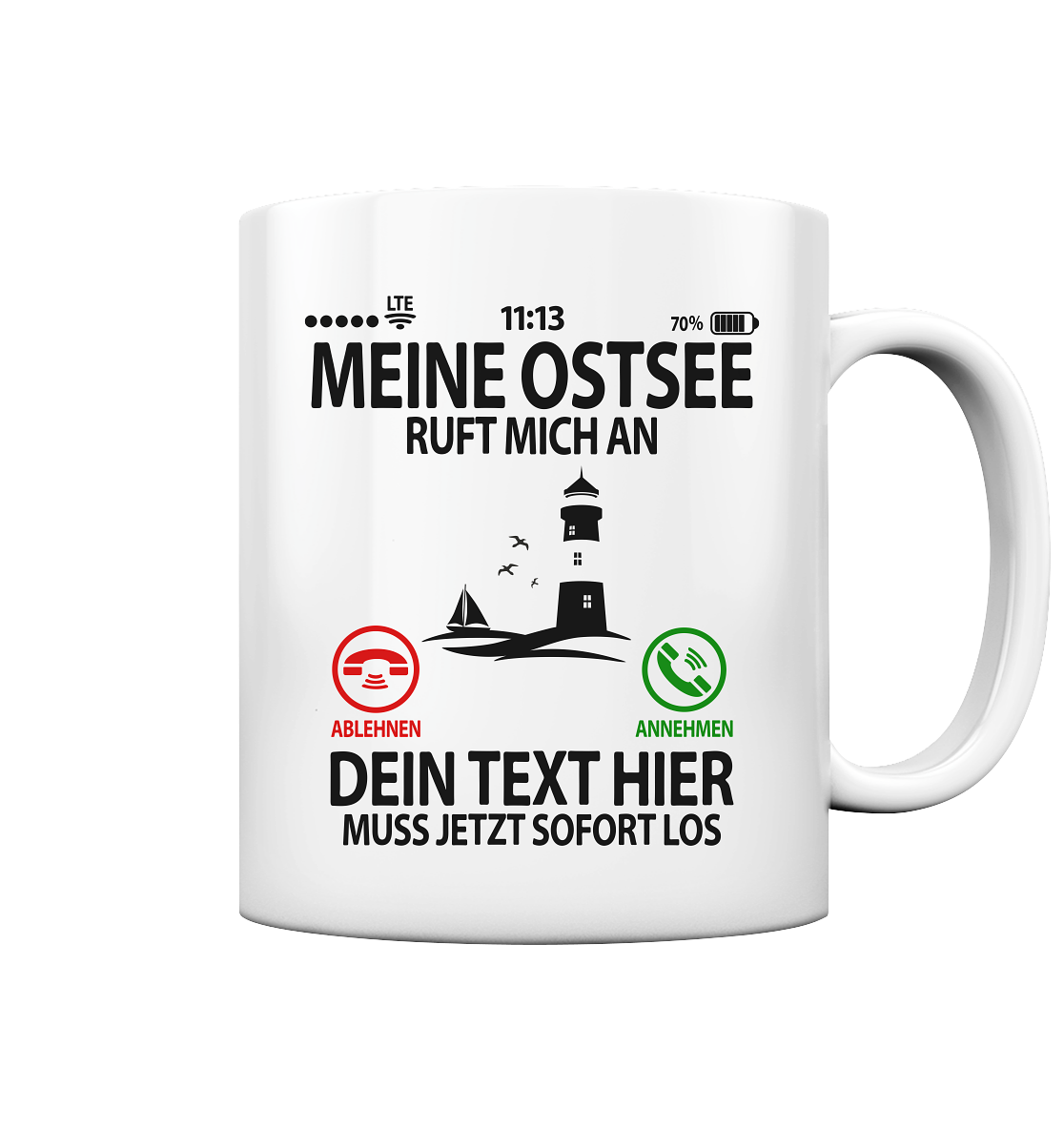 Ostseeliebhaber Geschenk - Personalisierbare Tasse 