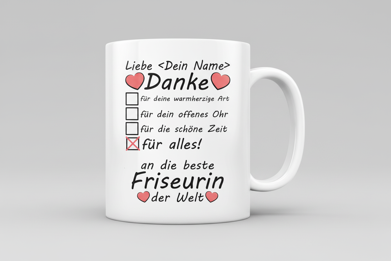Dankeschön Tasse für Friseurin | als Abschiedsgeschenk