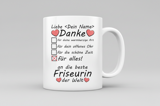 Dankeschön Tasse für Friseurin | als Abschiedsgeschenk