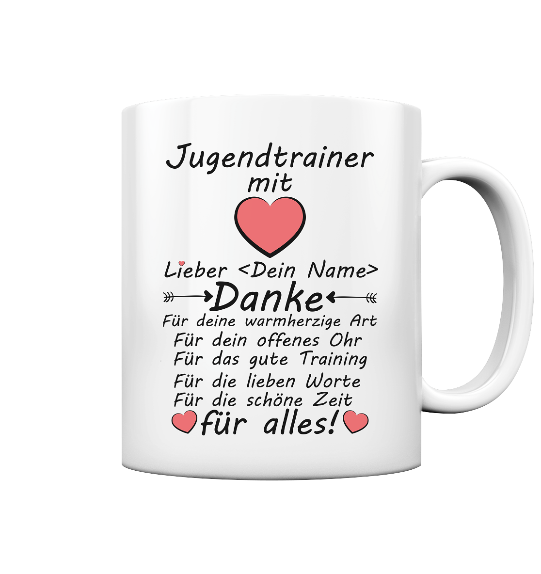 Danke Geschenk für Jugendtrainer - Tasse Personalisiert 