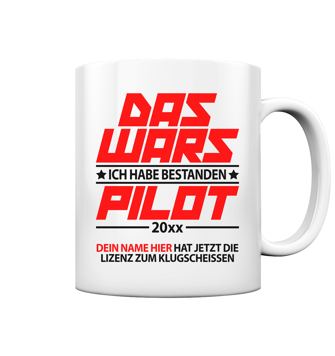 Pilotenprüfung Geschenk - Tasse zur bestanden Prüfung Personalisiert 
