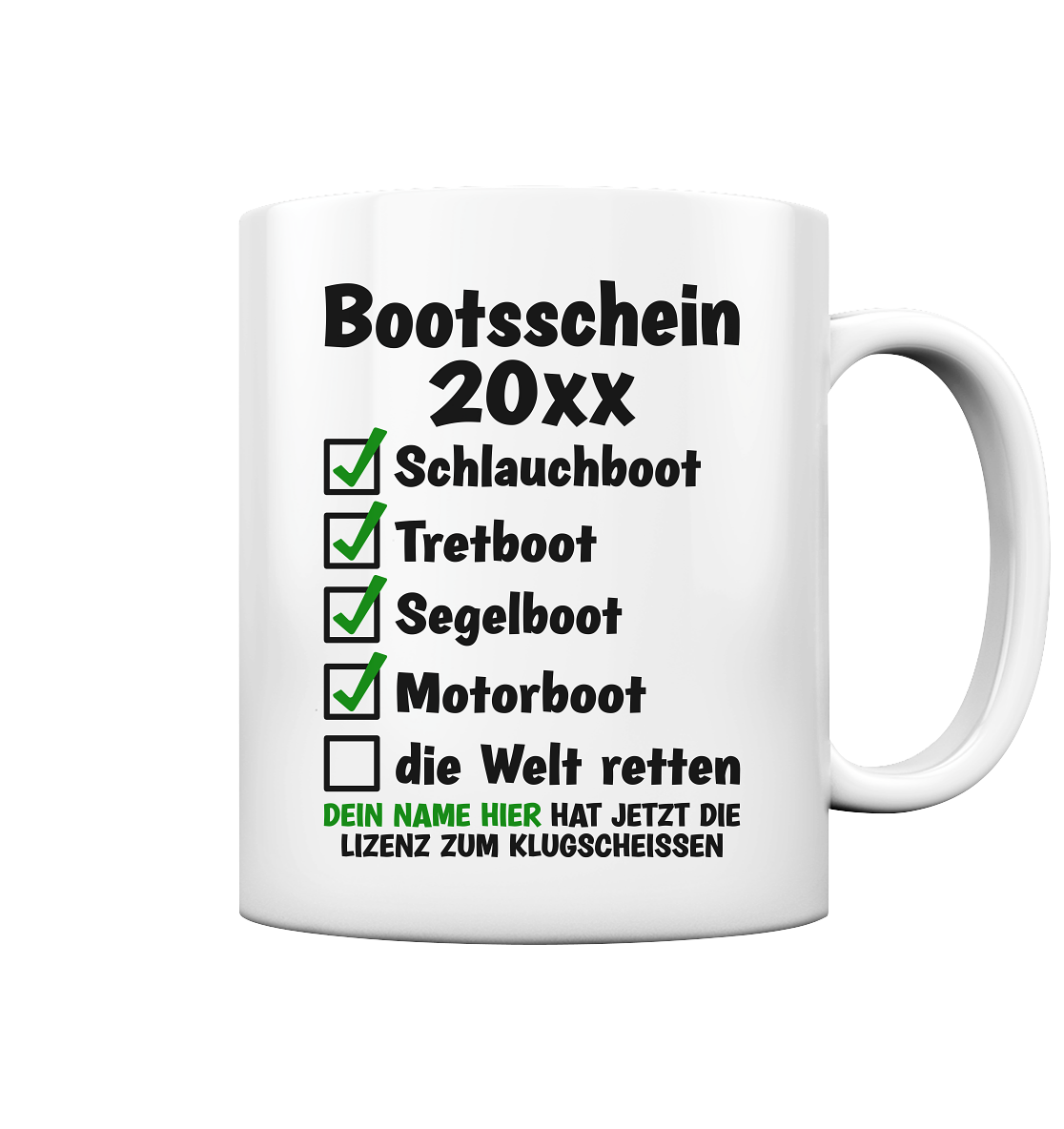Bootsführerschein Bootsschein bestanden Geschenk - Personalisierte Tasse 