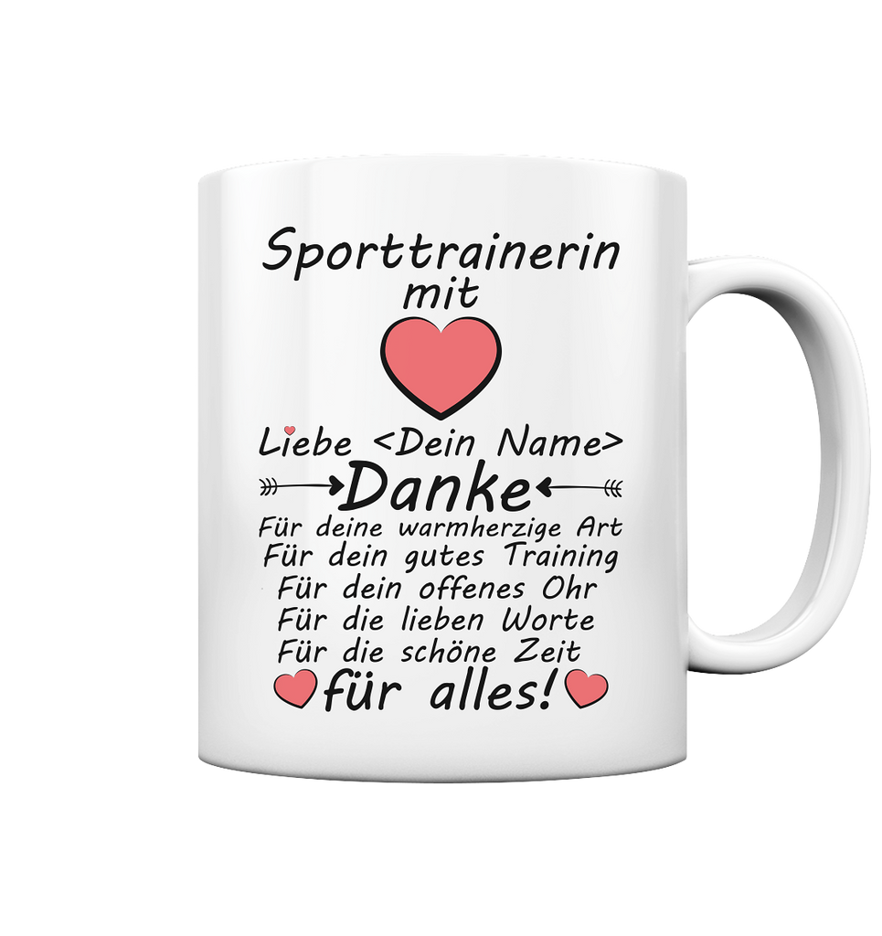 Danke Tasse für Sporttrainerin - Personalisiertes Geschenk 