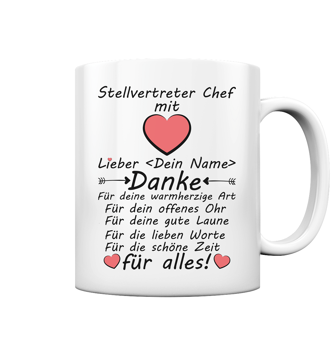 Stellvertreter Chef Geschenk Danke für alles - Tasse mit Chefnamen