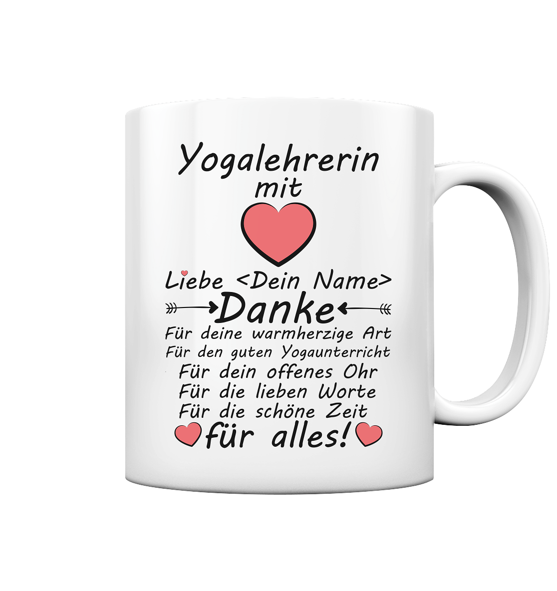 Danke an Yogalehrerin | Personalisierte Tasse  2