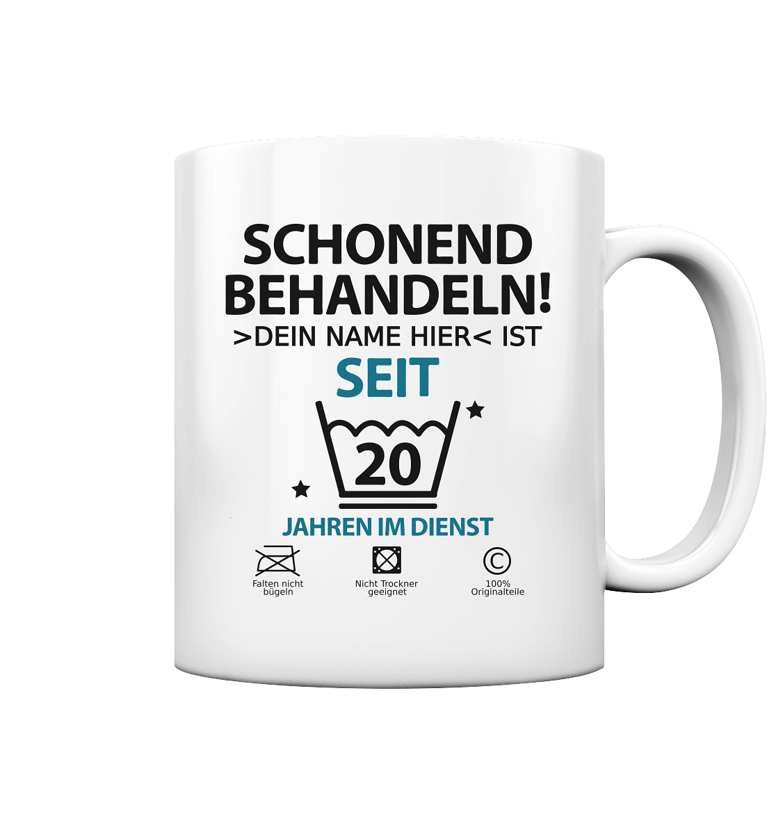 20 Jahre im Dienst | Namensaufdruck Tasse 