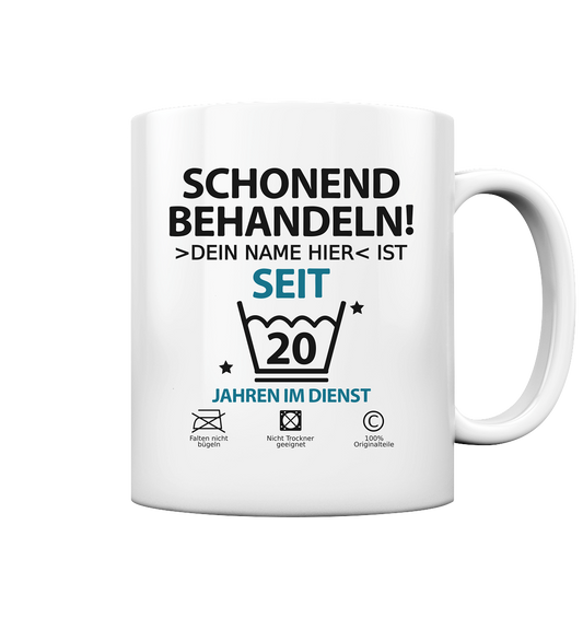 20 Jahre im Dienst | Namensaufdruck Tasse 