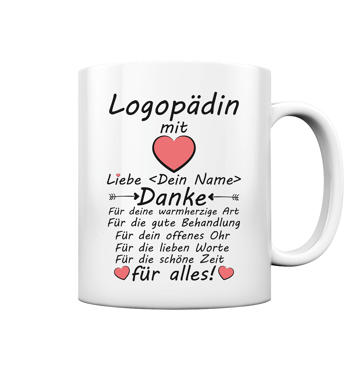 Danksagung danke sagen an Logopädin Geschenk Tasse