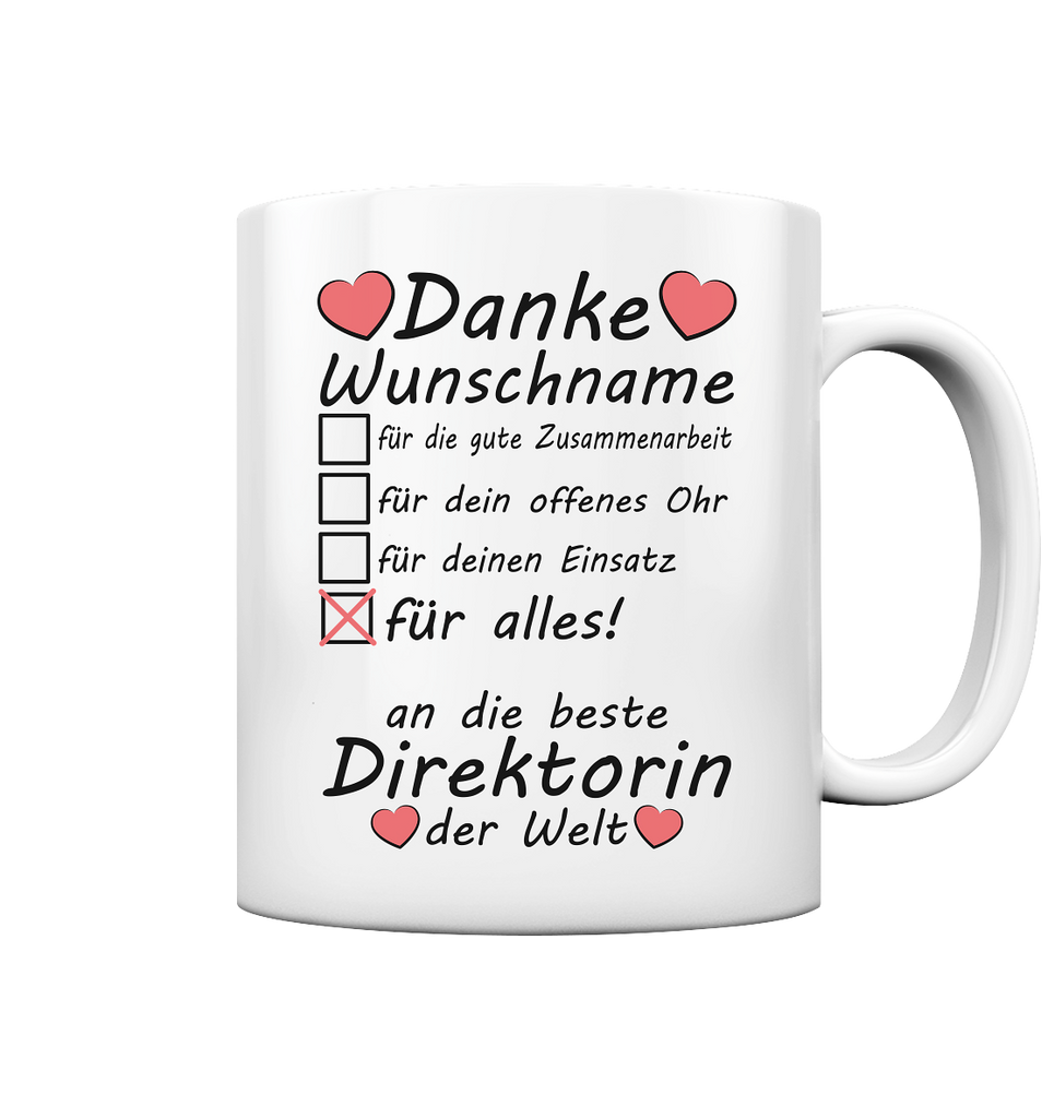 Danke an Direktorin Geschenk - Personalisierte Tasse