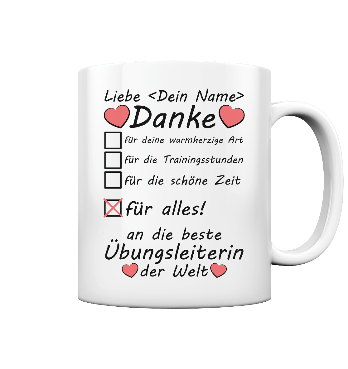 Danke sagen für Übungsleiterin | für Trainingsstunden tasse 2