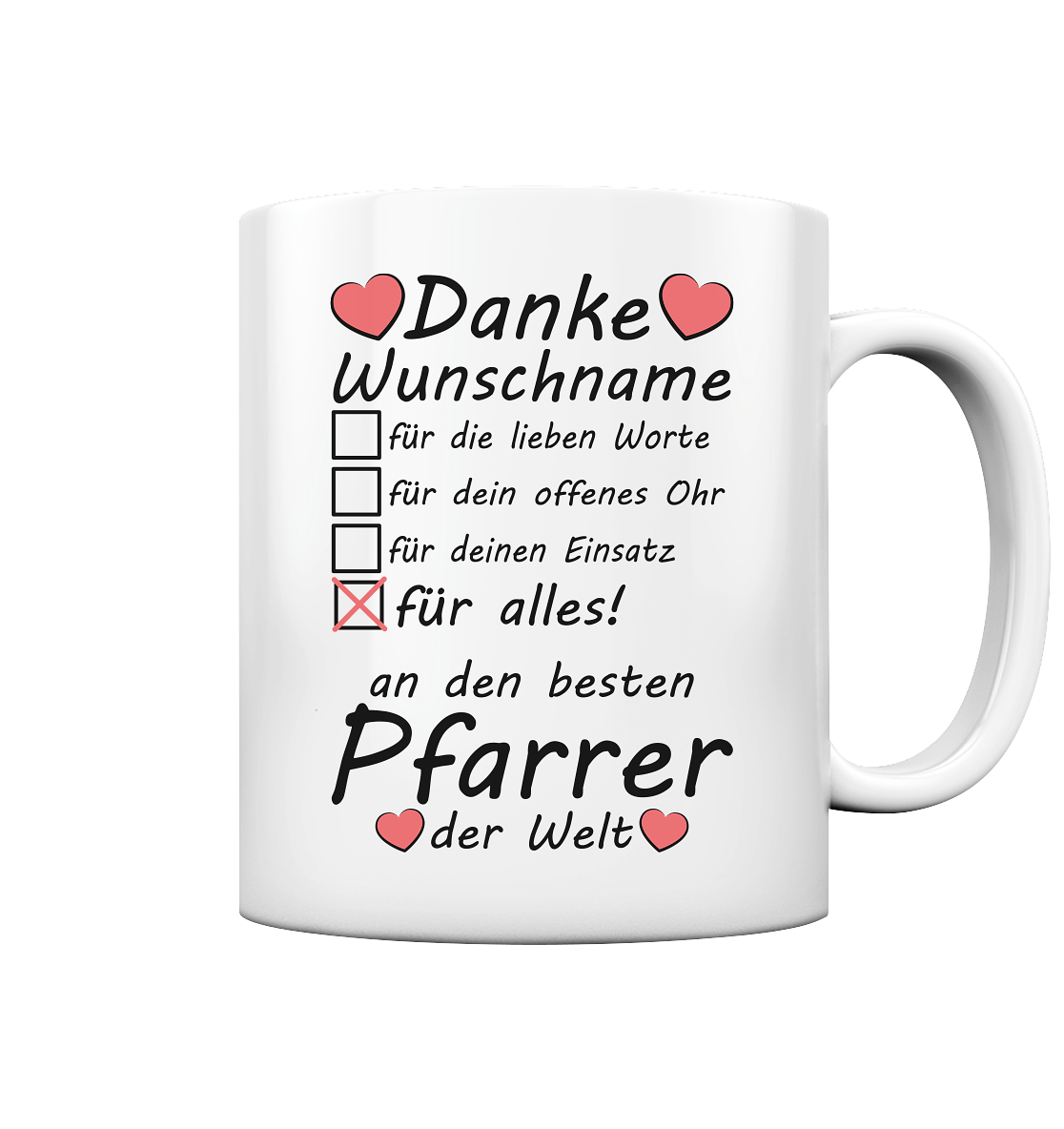 Danke Pfarrer Geschenk zum Abschied - Tasse Personalisiert mit Namen