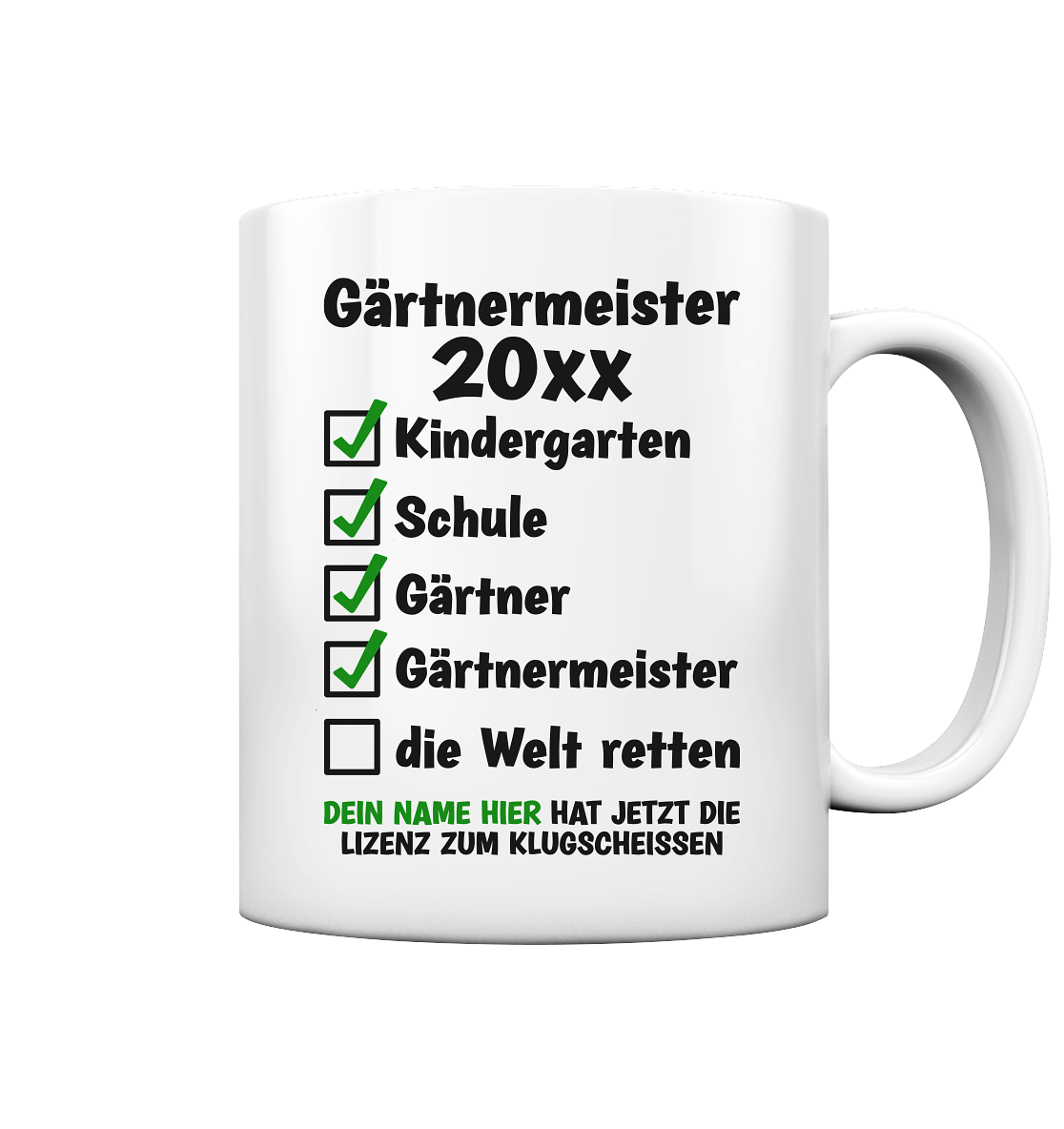 Gärtner Meisterprüfung bestanden | Geschenk Tasse