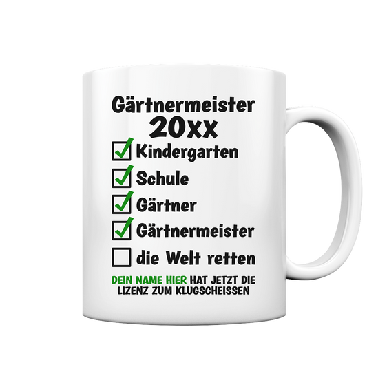 Gärtner Meisterprüfung bestanden | Geschenk Tasse