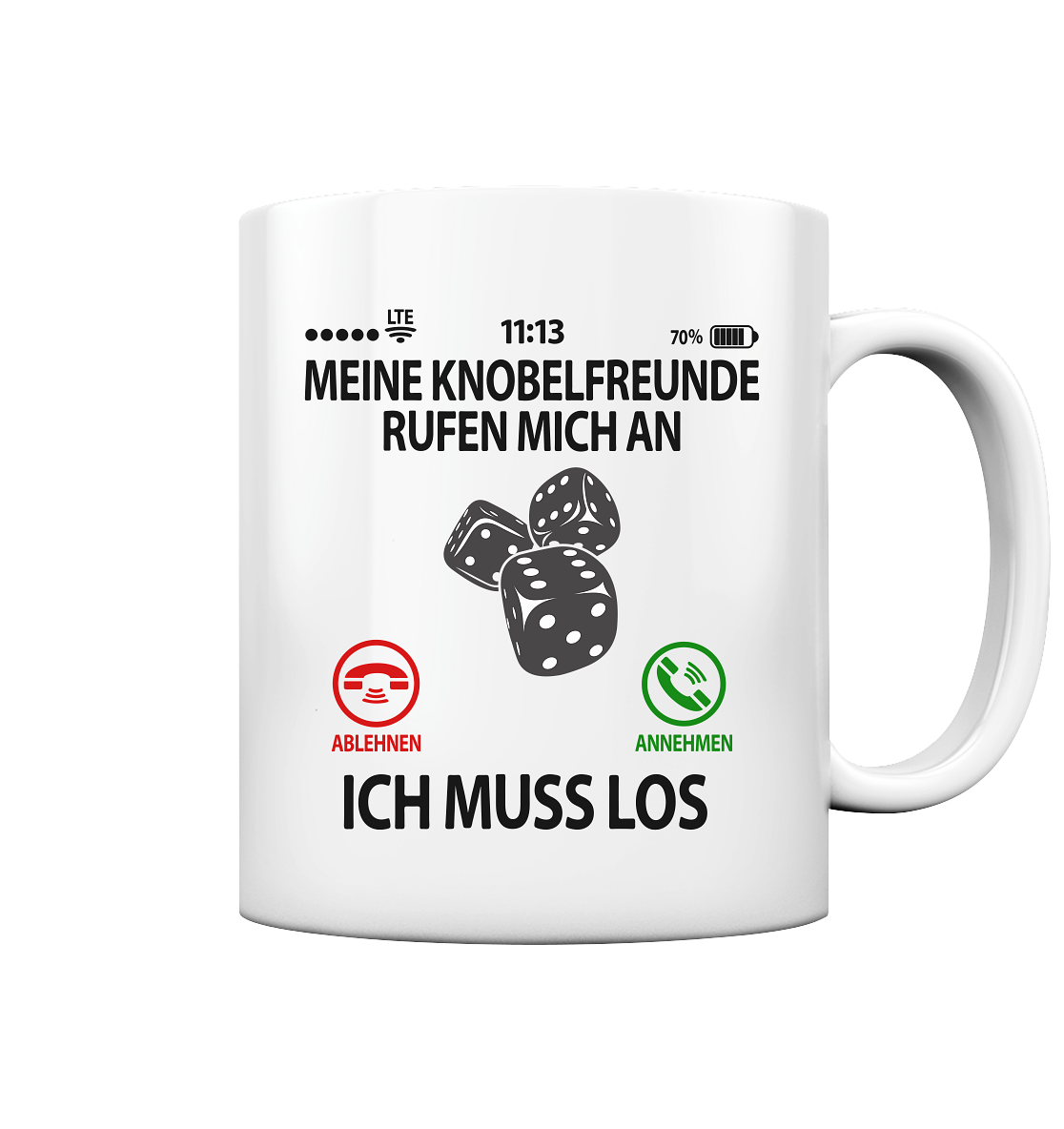 Geschenk für Knobelfreunde - Witzige Tasse mit Sprüche Motiv ruft an