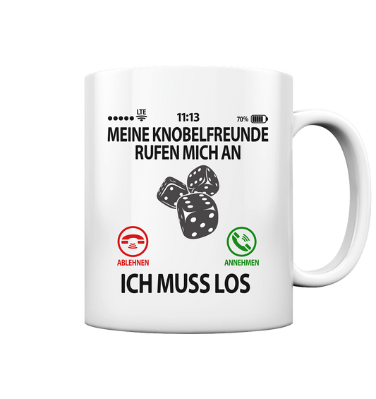 Geschenk für Knobelfreunde - Witzige Tasse mit Sprüche Motiv ruft an