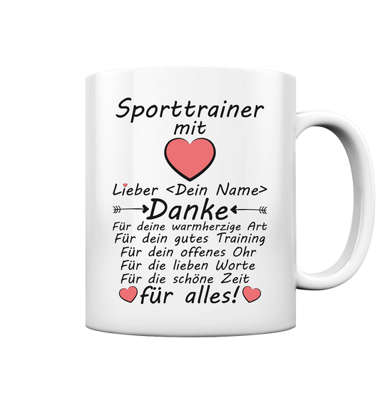 Danke Tasse für Sporttrainer - Personalisiertes Geschenk 