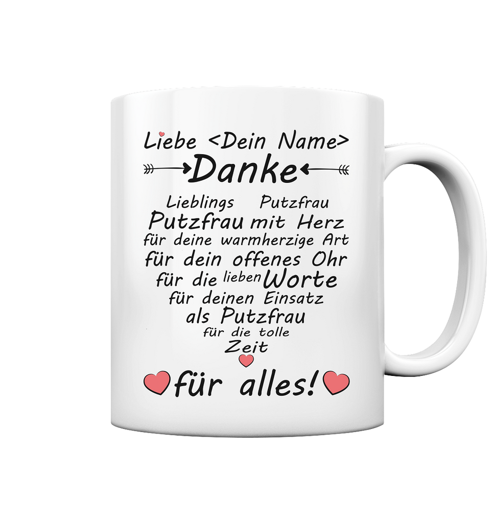 Danke sagen an Putzfrau Geschenk Personalisiert - Tasse mit Wunschnamen