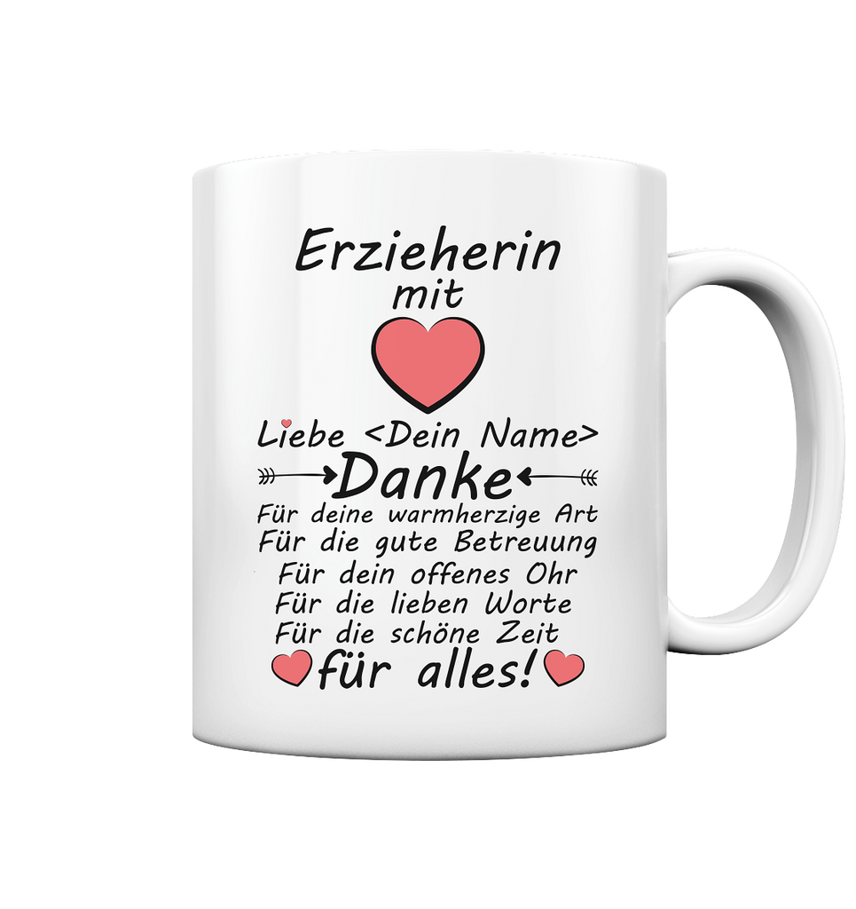 Danke an Erzieherin von Eltern Geschenk - Tasse mit Wunschnamen