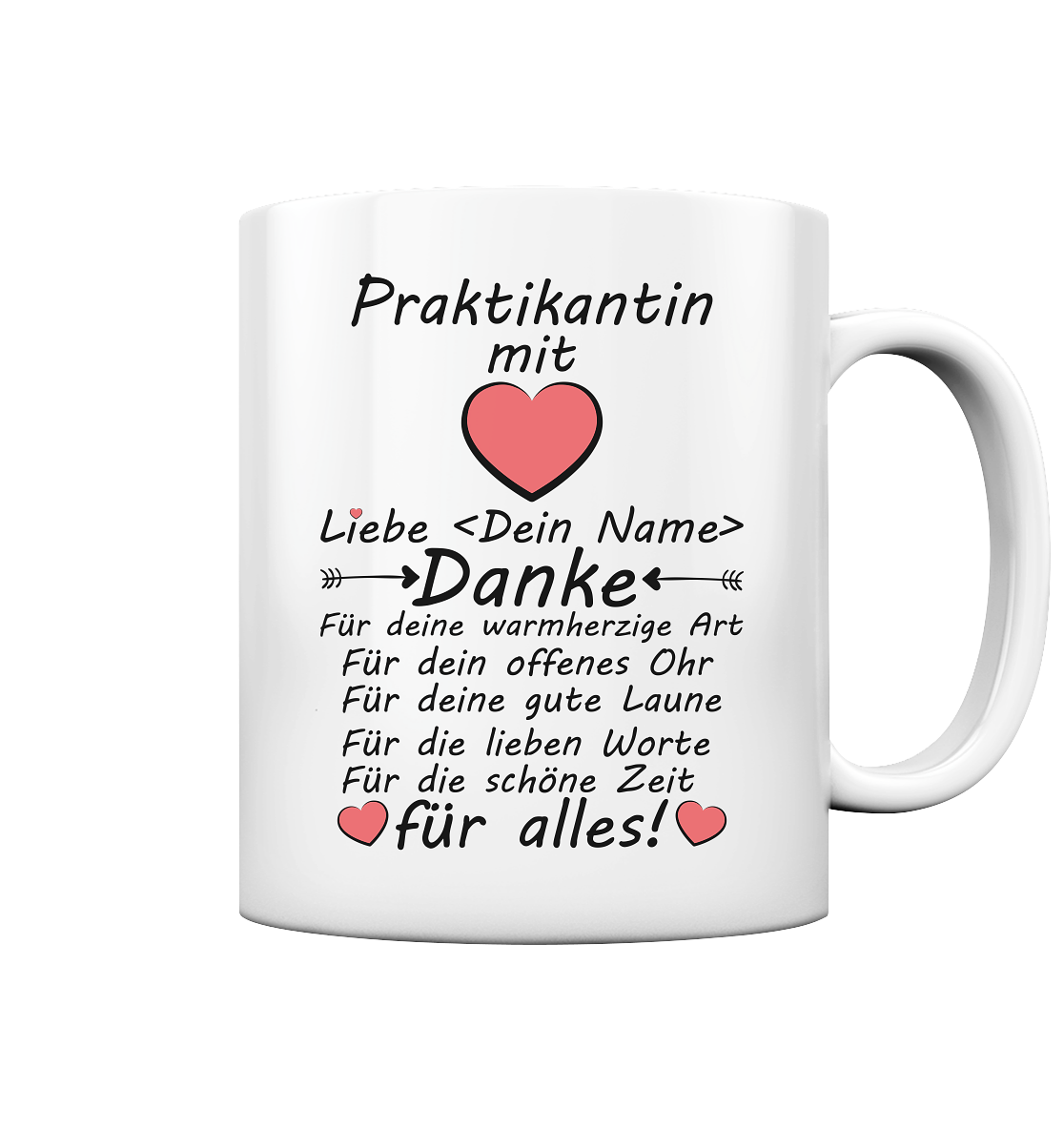 Danksagung Danke sagen Geschenk an Praktikantin Kita Tasse
