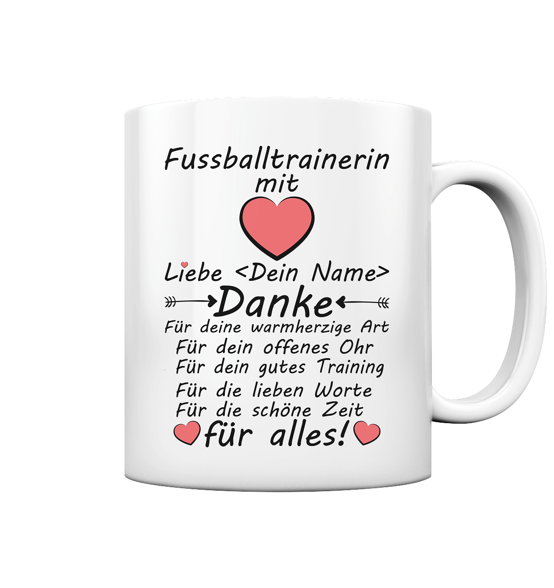Dankeschön Geschenk für Fußball Trainerin - Tasse Personalisier