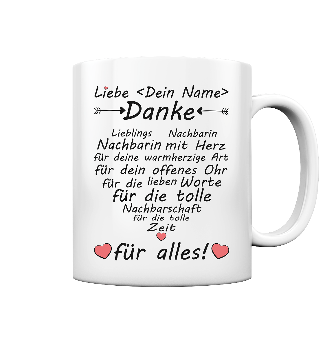 Dankeschön Danke sagen Geschenk an liebe Nachbarin Tasse