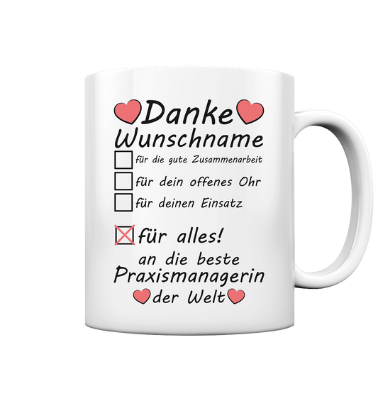 Beste Praxismanagerin Danke Geschenk - Tasse Personalisiert    