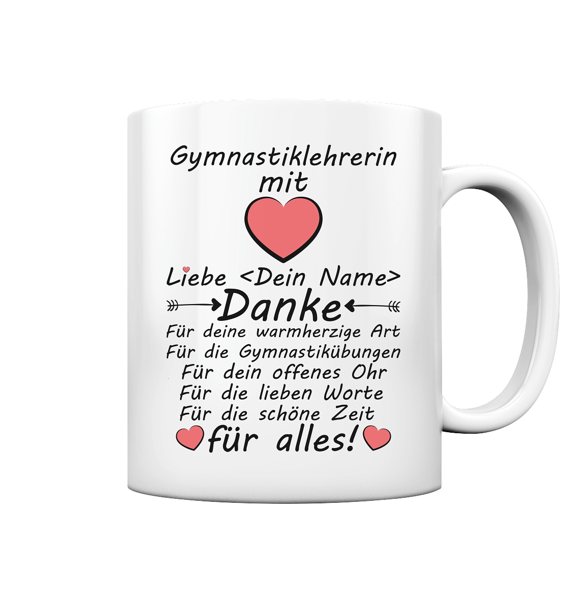 Danke Sagen Tasse für Gymnastiklehrerin | Personalisiert 