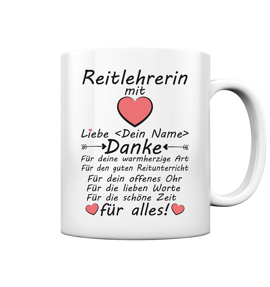 Abschiedsgeschenk Reitlehrerin Dankeschön Weihnachtsgeschenk Tasse