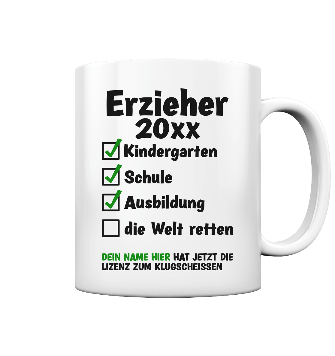 Geschenk zur bestandenen Erzieherausbildung Tasse Personalisiert