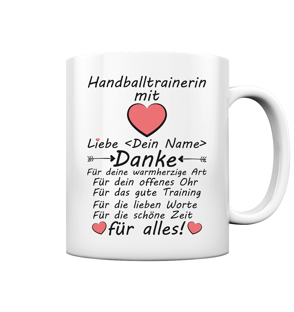 Abschiedsgeschenk Handballtrainerin - Tasse mit Namen