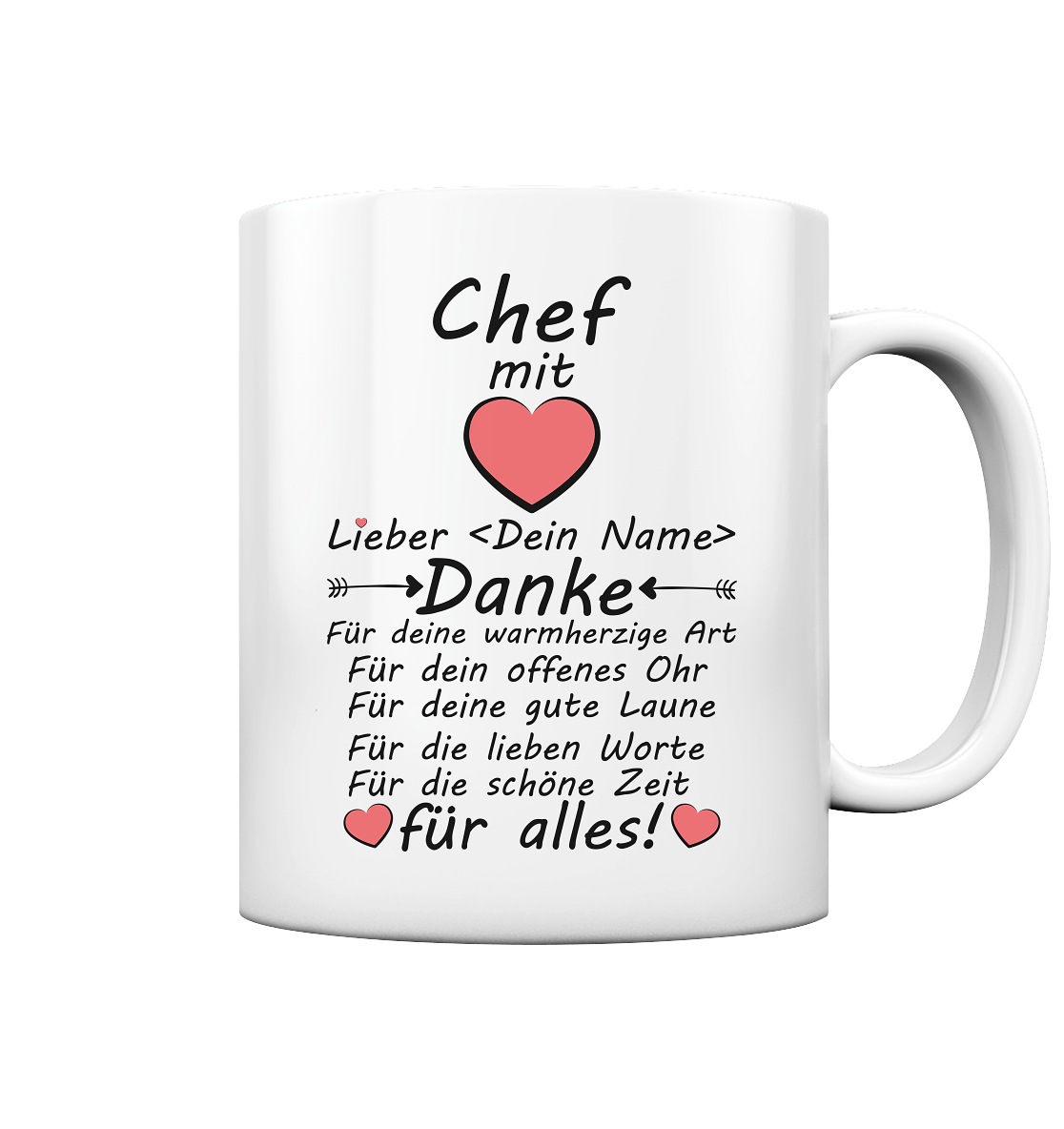 Dankesworte Danke Sagen Geschenk an den Chef Tasse