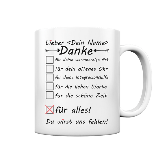 Integrationshilfe Abschiedsgeschenk - Danke Tasse
