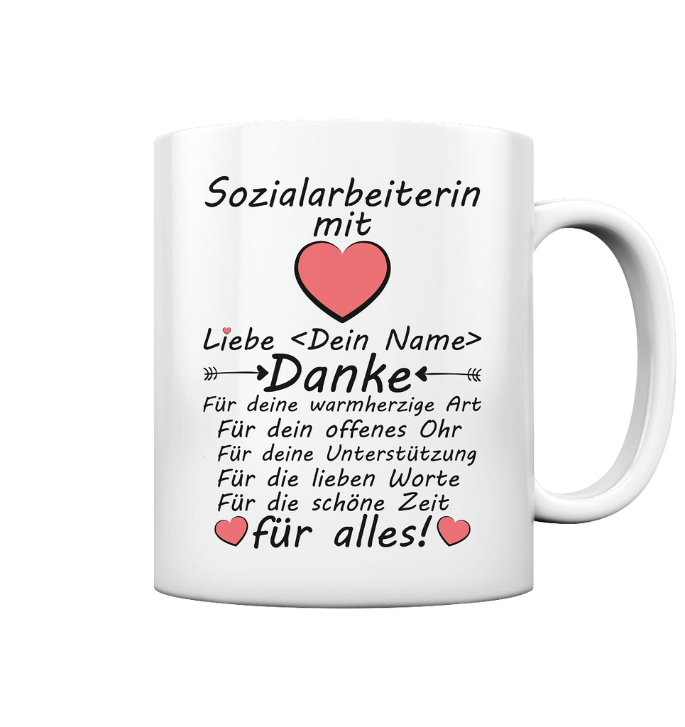 Abschiedsgeschenk Sozialarbeiterin - Danke Tasse mit Namen