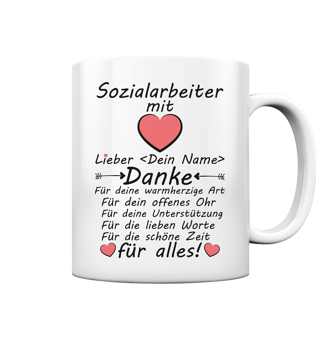 Abschiedsgeschenk Sozialarbeiter - Danke Tasse mit Namen